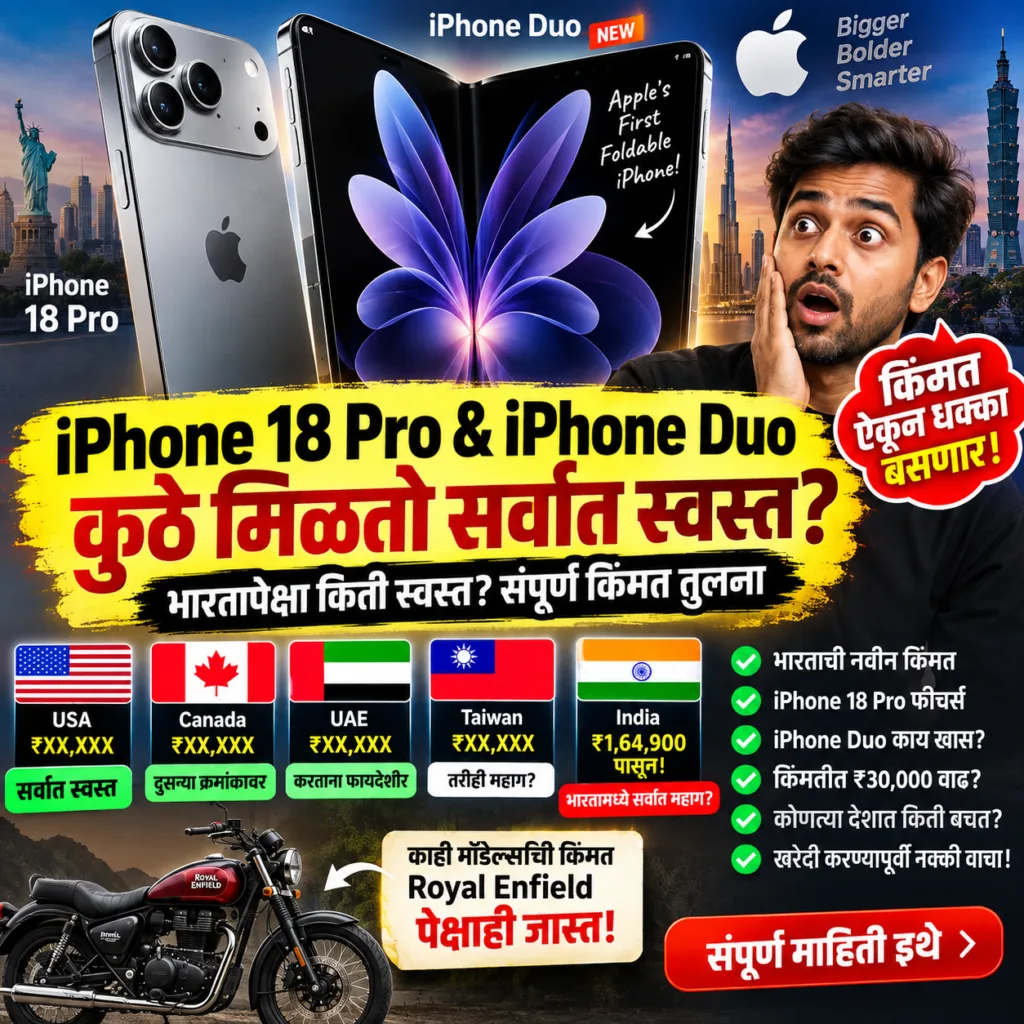 iPhone 18 Pro आणि Apple iPhone Duo किंमत भारत आणि इतर देशांमध्ये तुलना